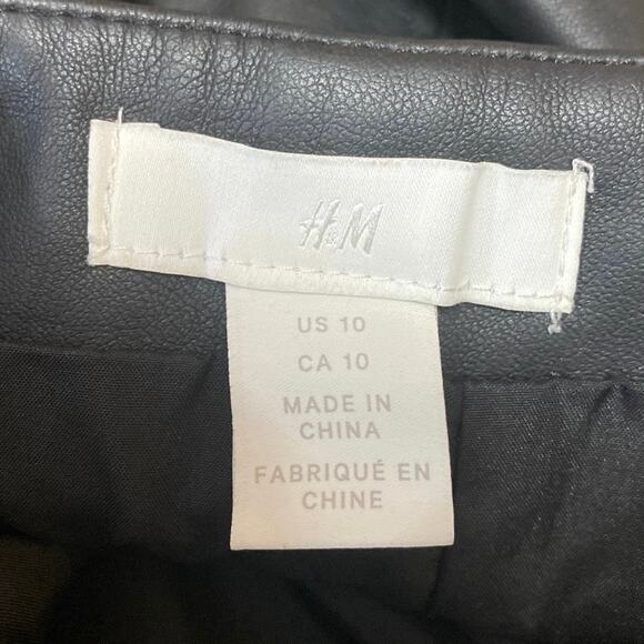 H&M Women's Black Faux Leather Vegan High Waisted Straight Pencil Mini Skirt 10 - Picture 4 of 5